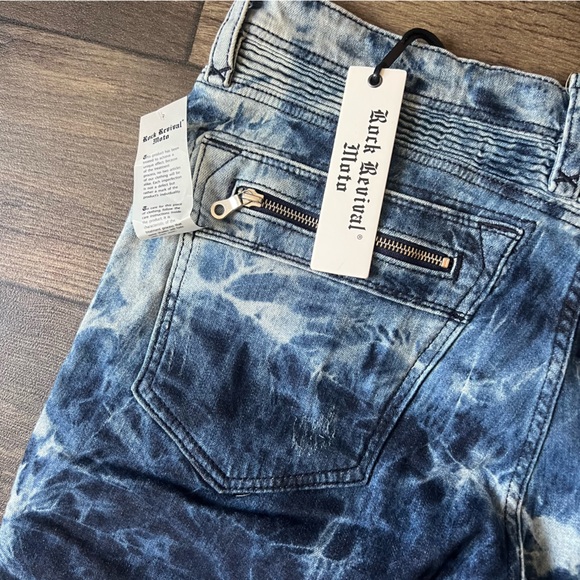 Rock Revival Men's Moto Daviday Acid Wash Jeans Size 36x32 - Picture 5 of 10